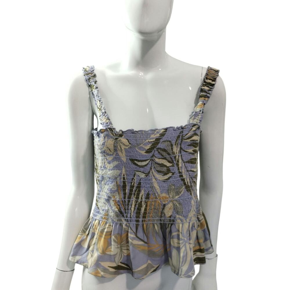 Patrons of Peace Women's Size L Tropical Resort Smocked Summer Tank Top NWT